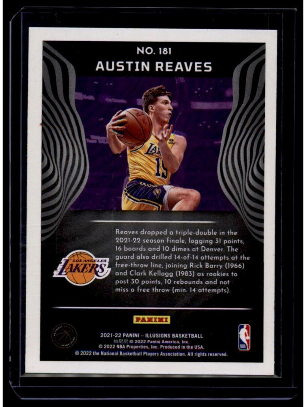 2021-22 Panini Austin Reaves #181 Los Angeles Lakers (RC) - Picture 2 of 2